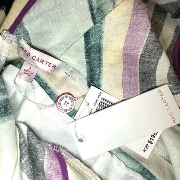 Red Carter Kinsley Striped Sleeveless A-Line Midi Cabana Dress Sz Small - Picture 4 of 6